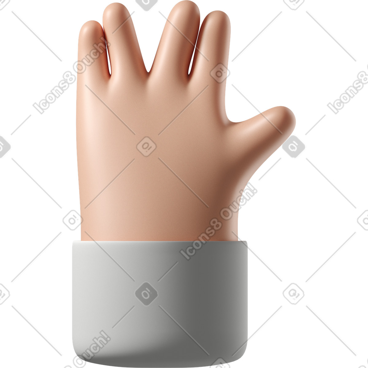 Vulcano saluta la mano di pelle bianca illustrazione in stile 3D Hands Fun&Wild scarica in PNG, SVG
