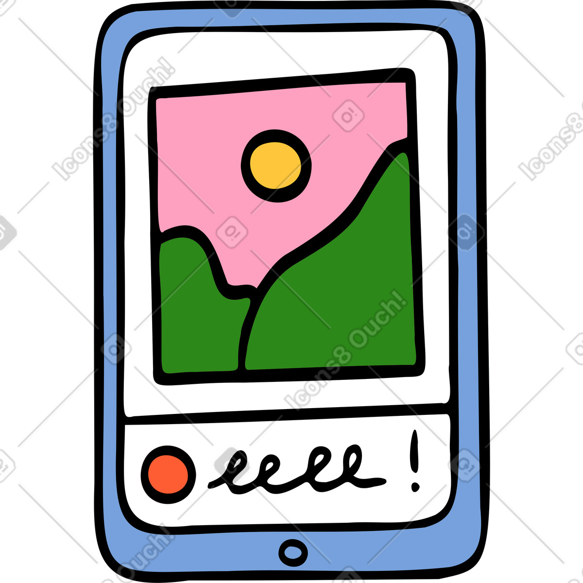 Tablet con un'app aperta illustrazione in stile Comic scarica in PNG, SVG
