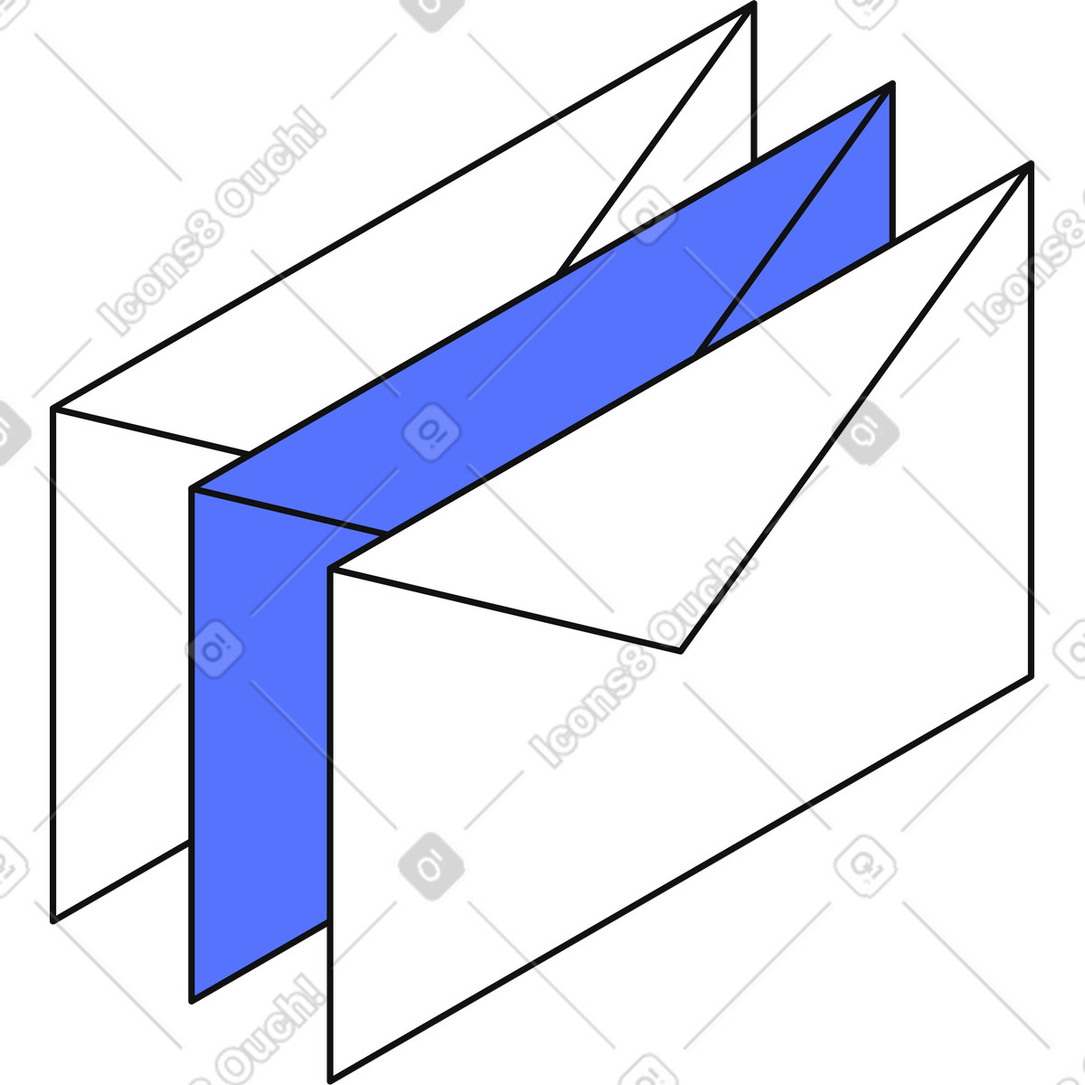Ilustración Envelopes stack representing incoming email messages and digital inbox overload en estilo Main a descargar en PNG y SVG