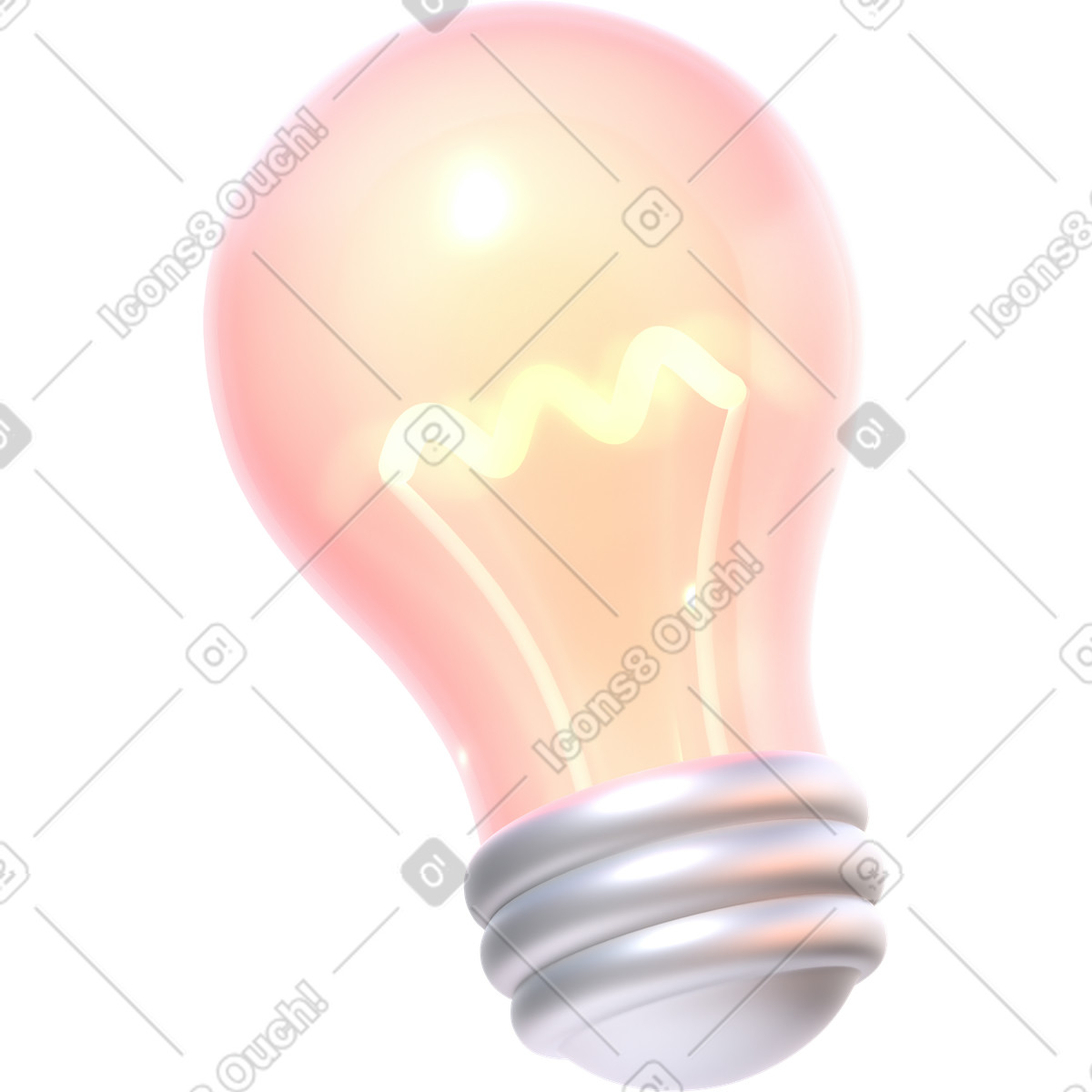 Orange light bulb illustration in 3D Glassy style download in PNG, SVG