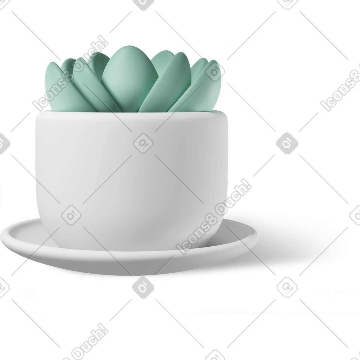 3D Casual life 스타일의 Succulent in pot 일러스트레이션 PNG, SVG 다운로드