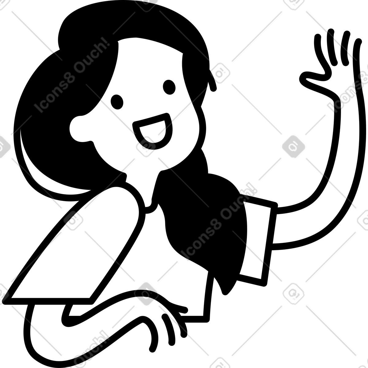 Иллюстрация Greeting character waving hand with happy smiling face gesture в стиле Notion Line Art — скачать в форматах PNG, SVG