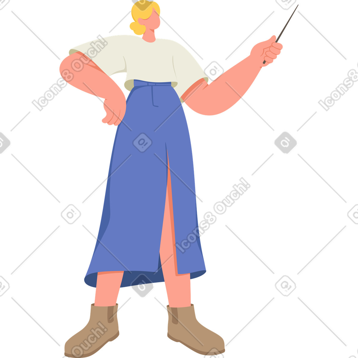 Woman with a pointer illustration in PNG, SVG
