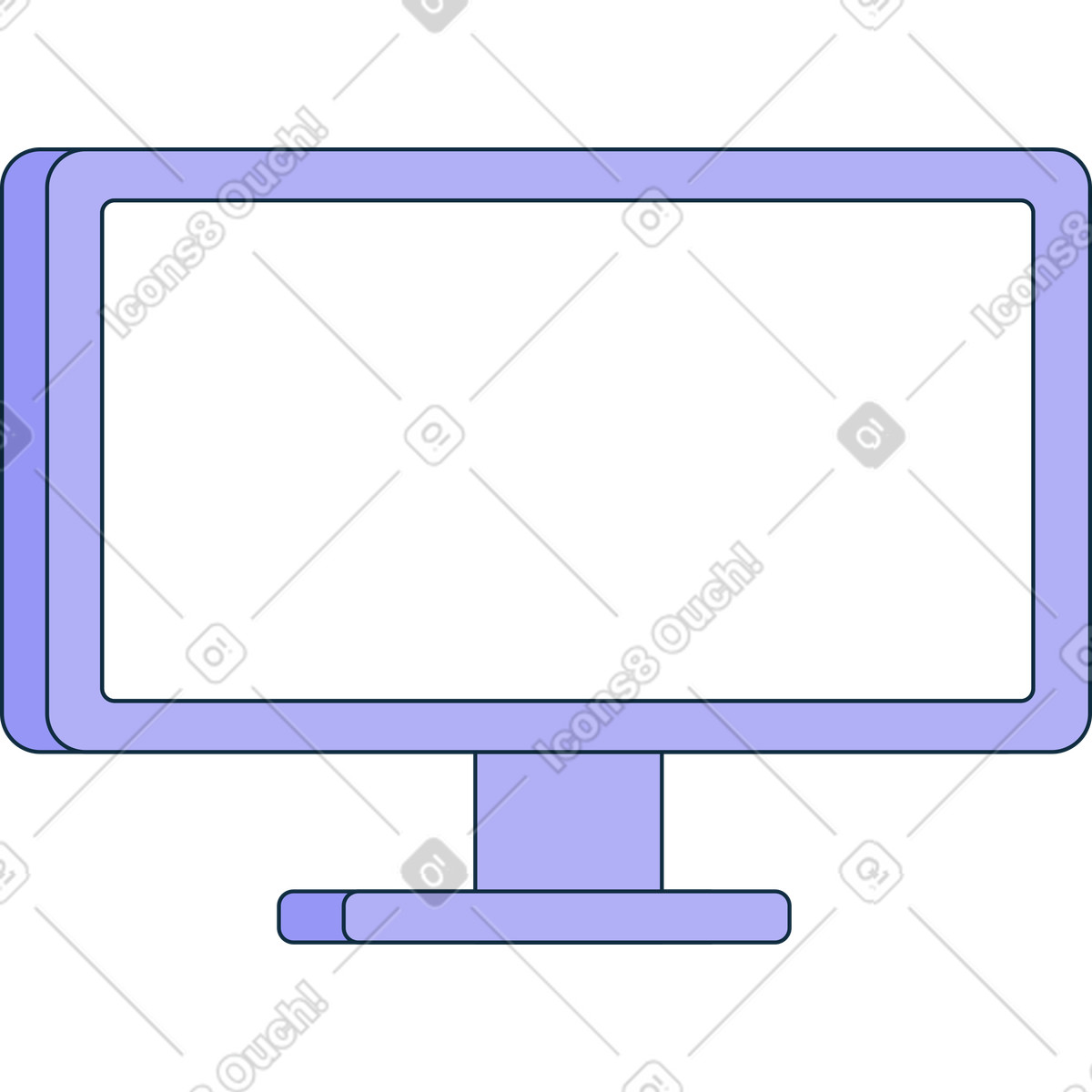 Monitor del computer viola illustrazione in stile Bubble gum scarica in PNG, SVG