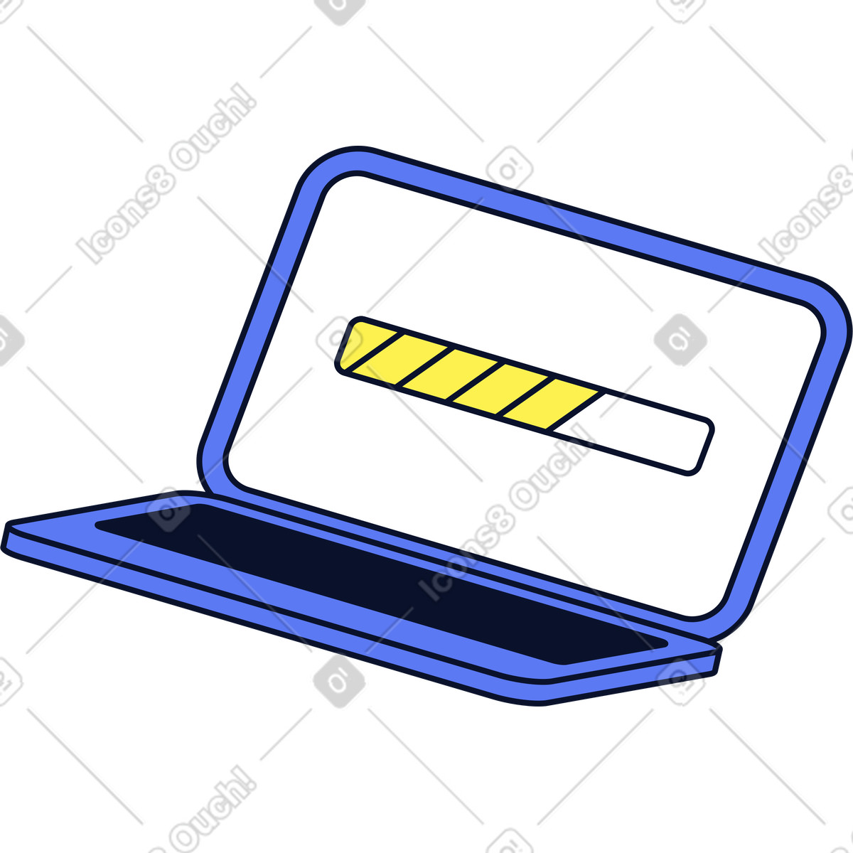 Laptop with progress bar illustration in PNG, SVG