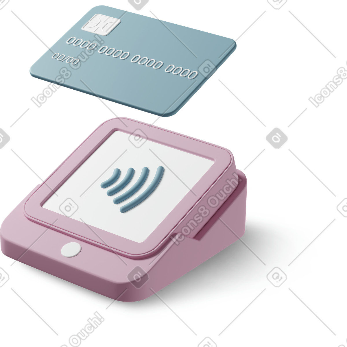Ilustração de Contactless card over payment terminal, cashless transaction in retail em no estilo 3D Casual life para baixar em PNG, SVG