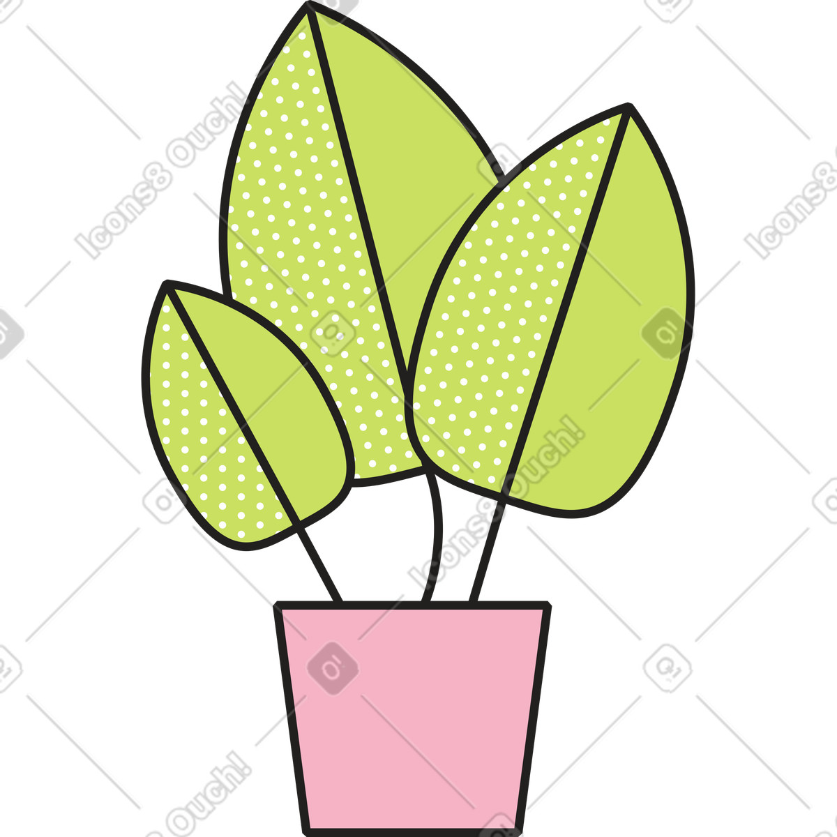 Illustration Planter dans un pot rose le style Dazzle à télécharger aux formats PNG, SVG