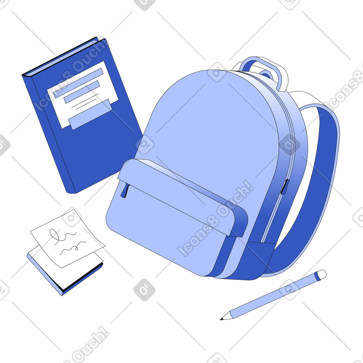 School supplies for school subjects animated illustration in GIF, Lottie (JSON), AE