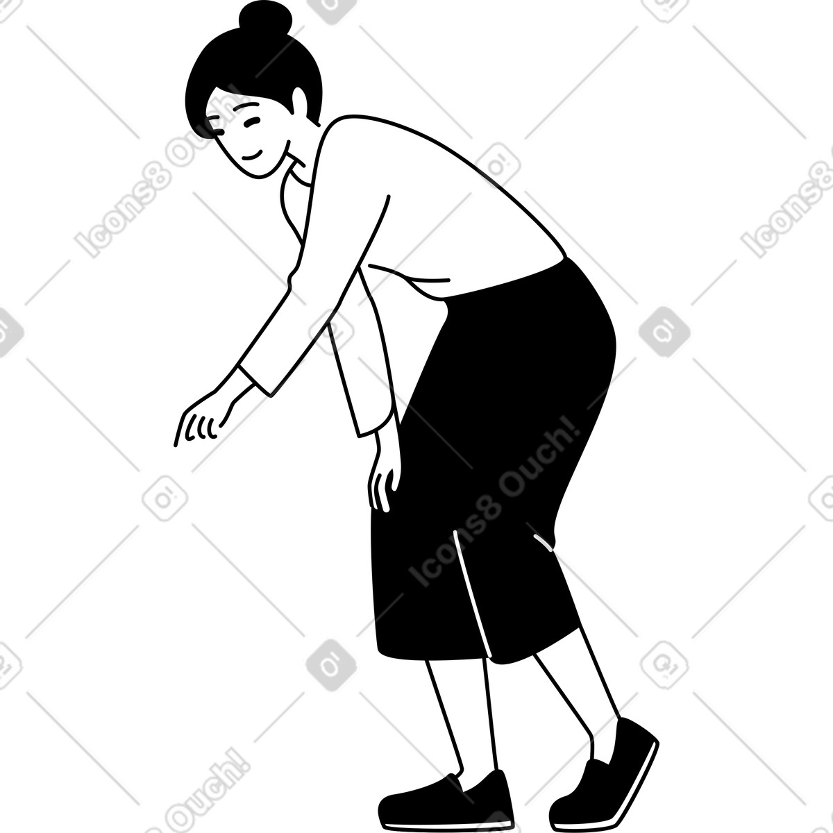 Woman bending hand knee illustration in Weekday style download in PNG, SVG
