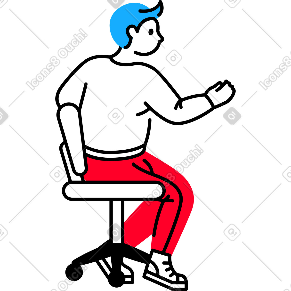 Ilustração de Homem sentado em no estilo Transistor para baixar em PNG, SVG
