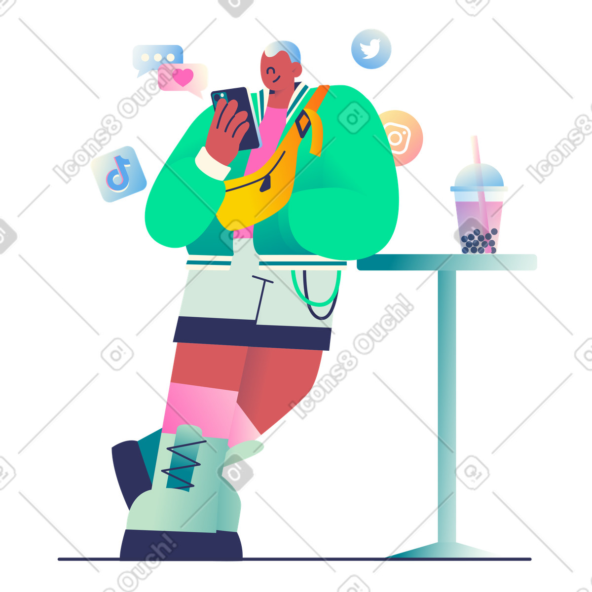 Ilustración animada Hombre de moda parado en la calle estilo Beam a descargar GIF, Lottie (JSON), AE