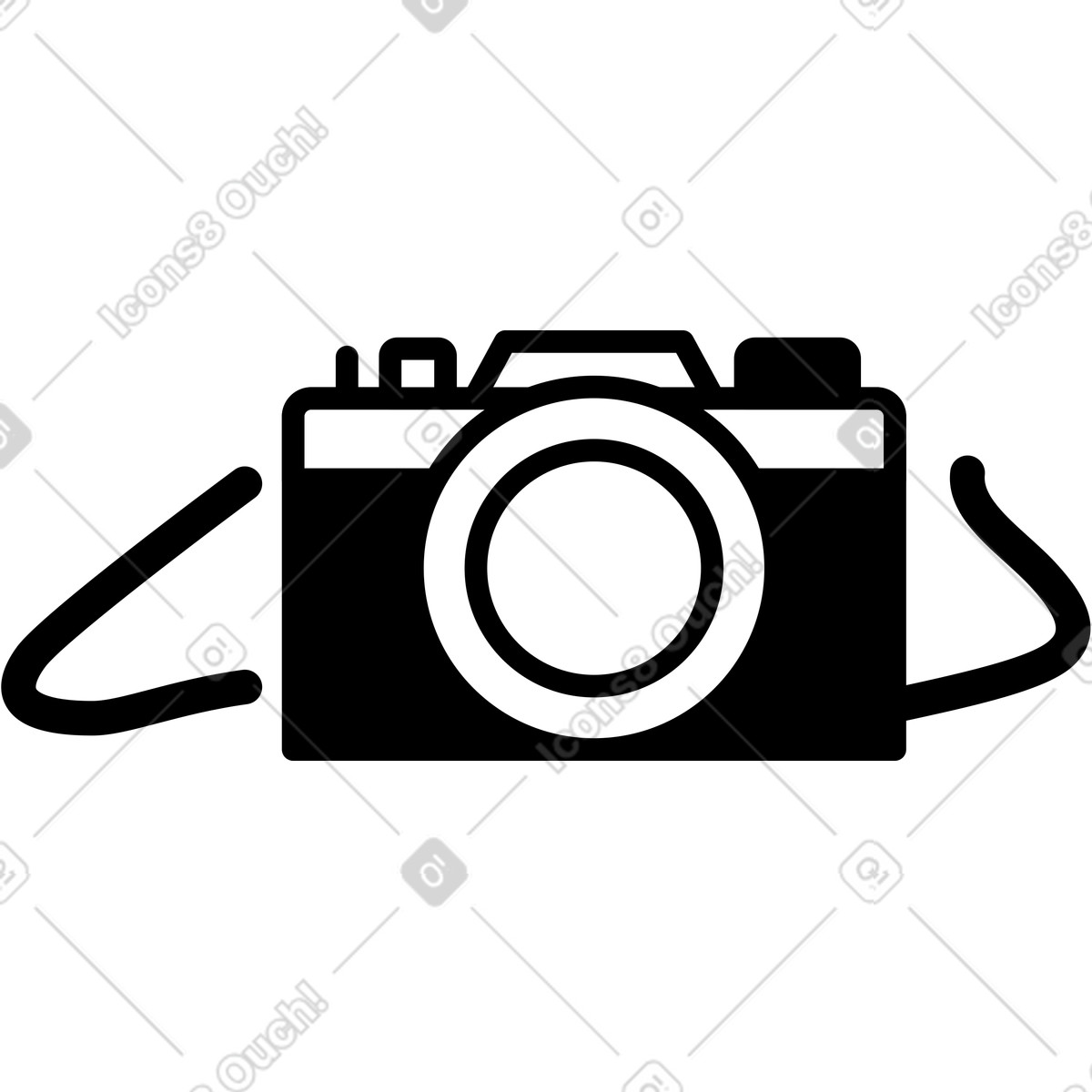 Ilustración Camera icon with large circular lens and top viewfinder shape en estilo Notion Line Art a descargar en PNG y SVG