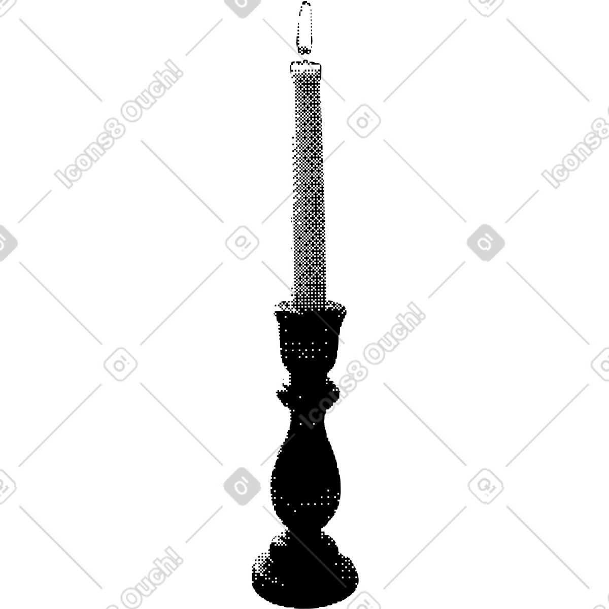 Candle in a candlestick illustration Bitmap style download PNG, SVG