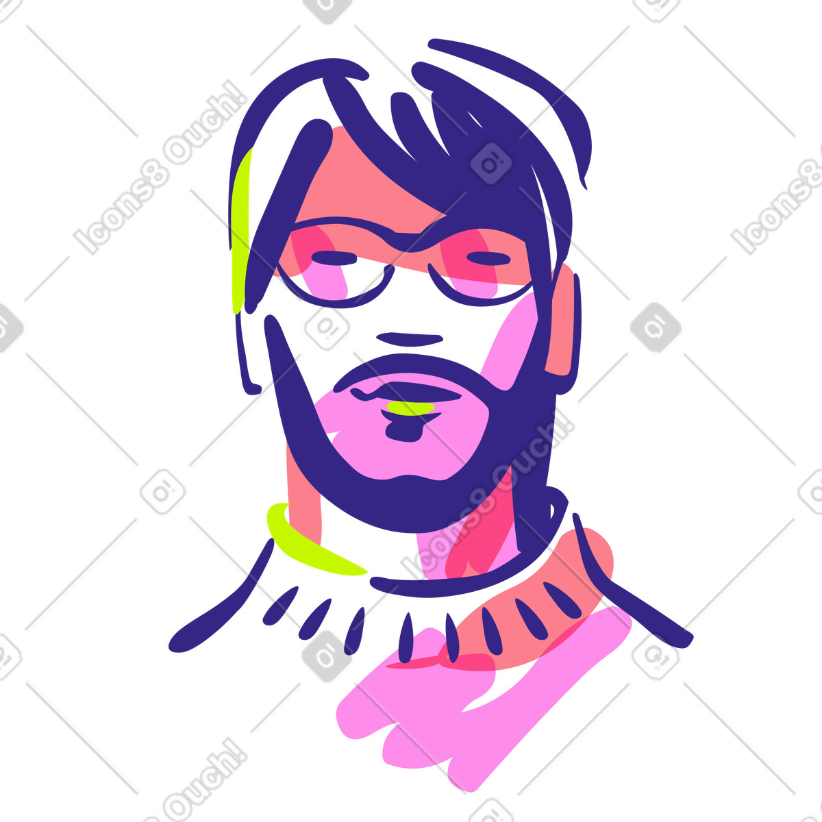 Männlicher benutzeravatar/profilbild-Illustration im Glam-Stil als Download in PNG, SVG