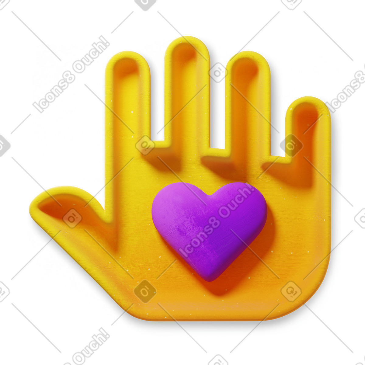 下载 3D Microsoft Fluent illustration 风格的 Hand holding heart symbol for charity and volunteer support 插画，支持 PNG、SVG 格式