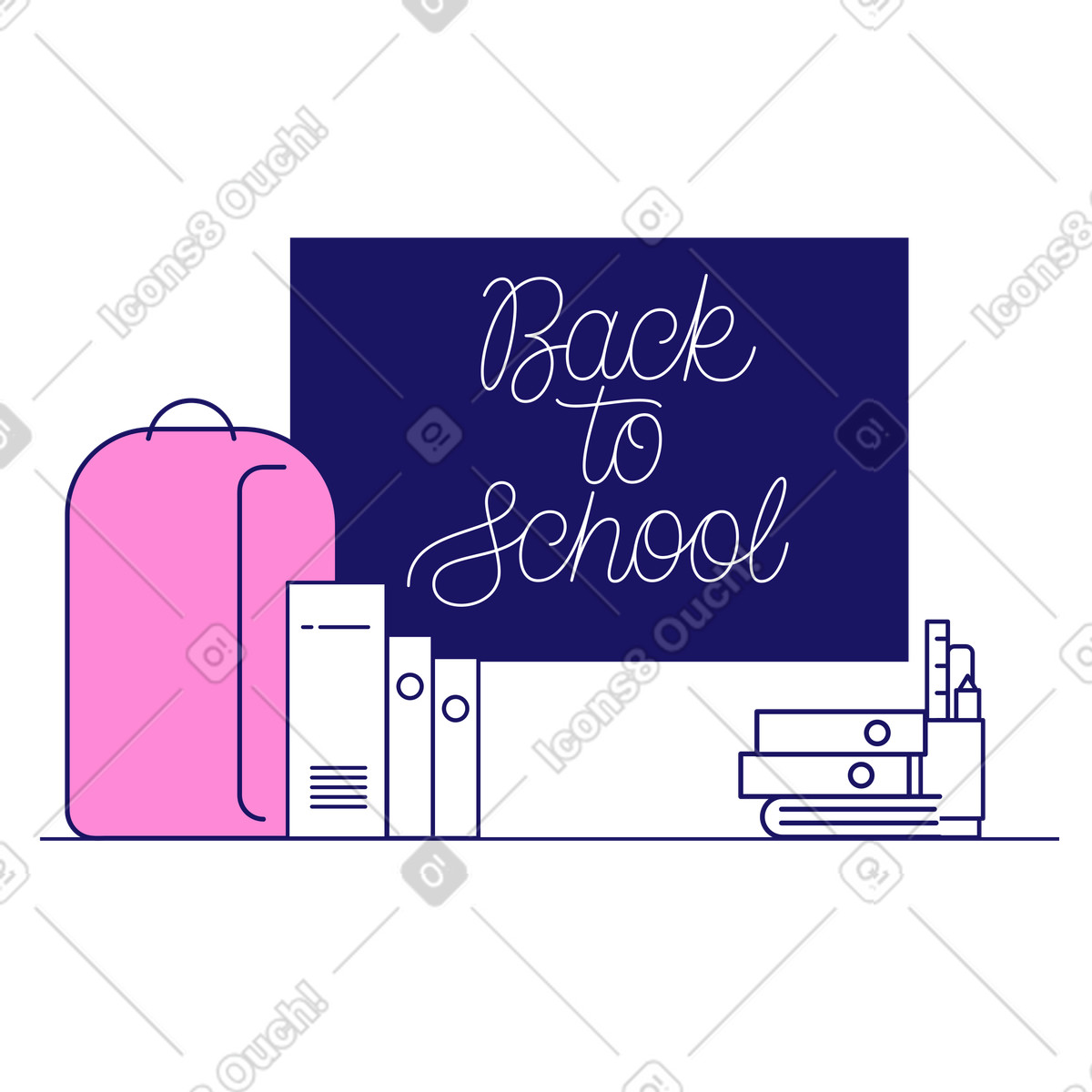 Illustration Lettrage retour à l'école dans la salle de classe le style Matey télécharger aux formats PNG, SVG