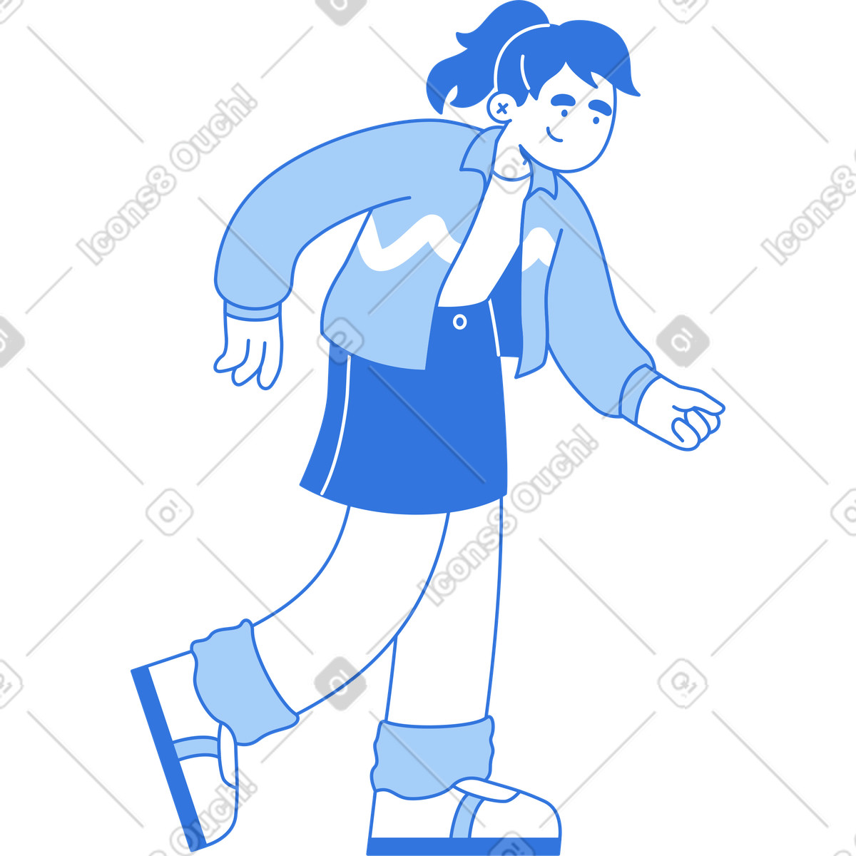 下载 Sky 风格的 女人手里拿着东西，低头 插画，支持 PNG、SVG 格式