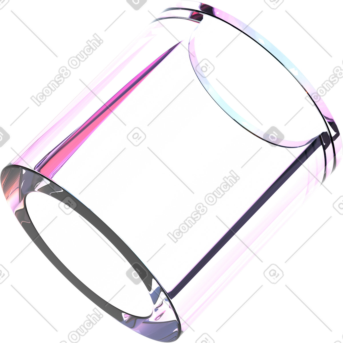 Transparent glass pipe illustration in 3D Glassy style download in PNG, SVG