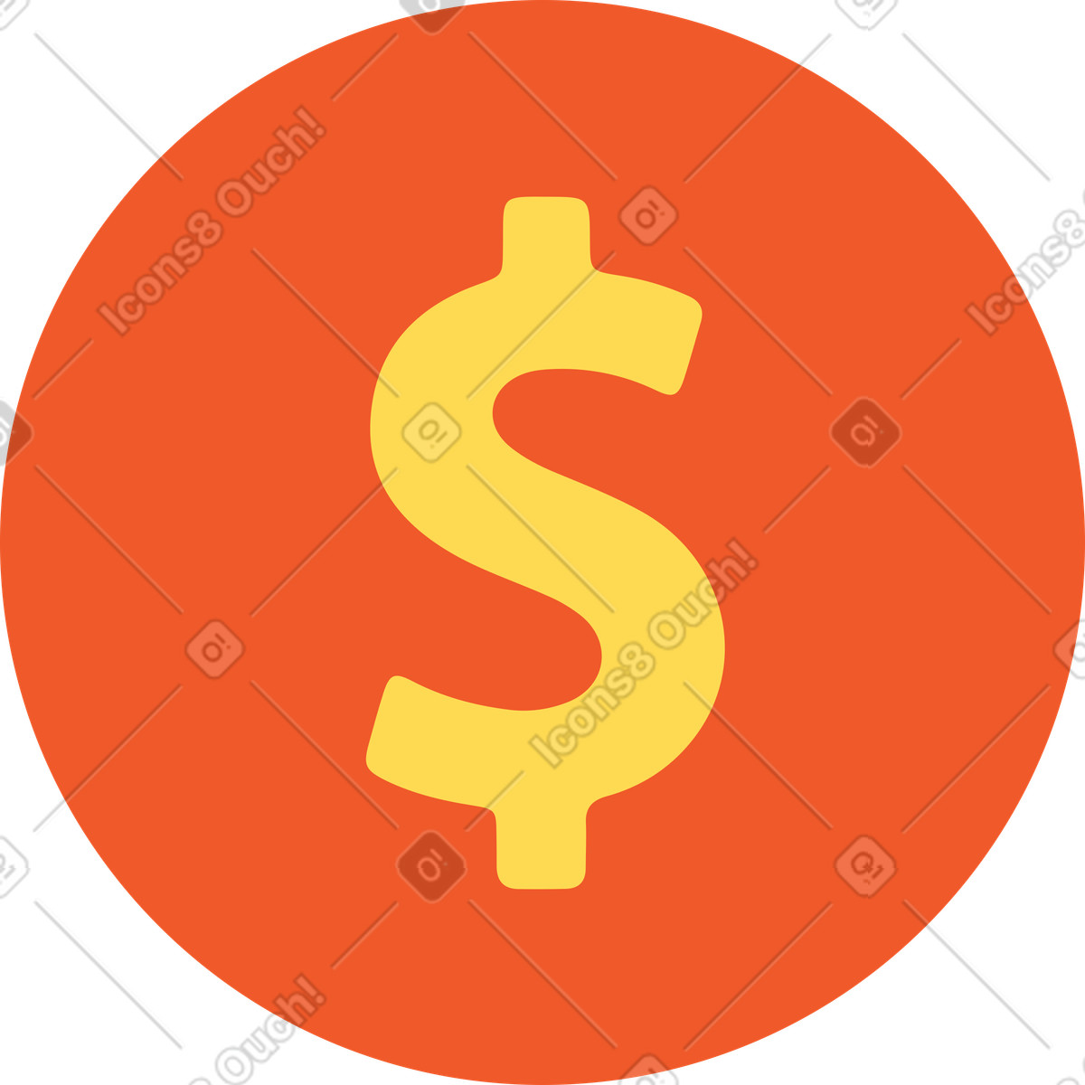 Rush スタイルの ドル硬貨 のイラストをPNG、SVG形式でダウンロード