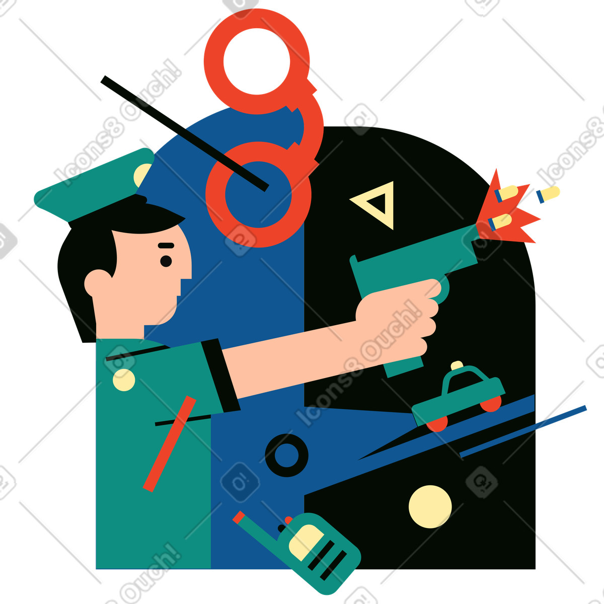 Ilustración Policía en el trabajo estilo Polar a descargar PNG y SVG