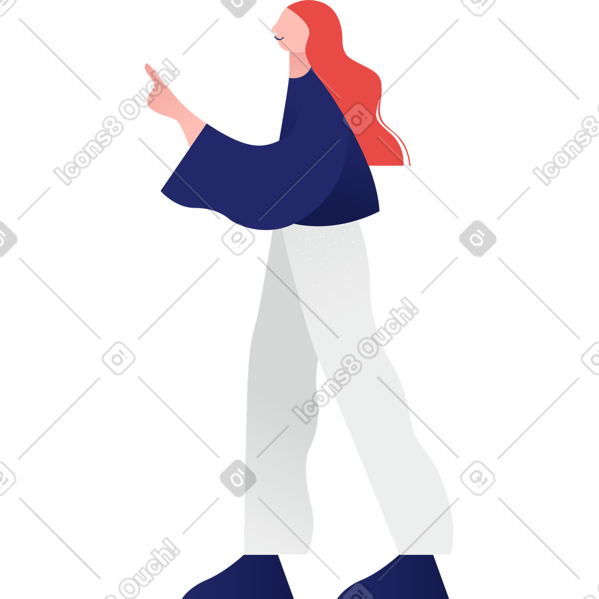 Cute cartoon girl clipart illustration with expressive facial features