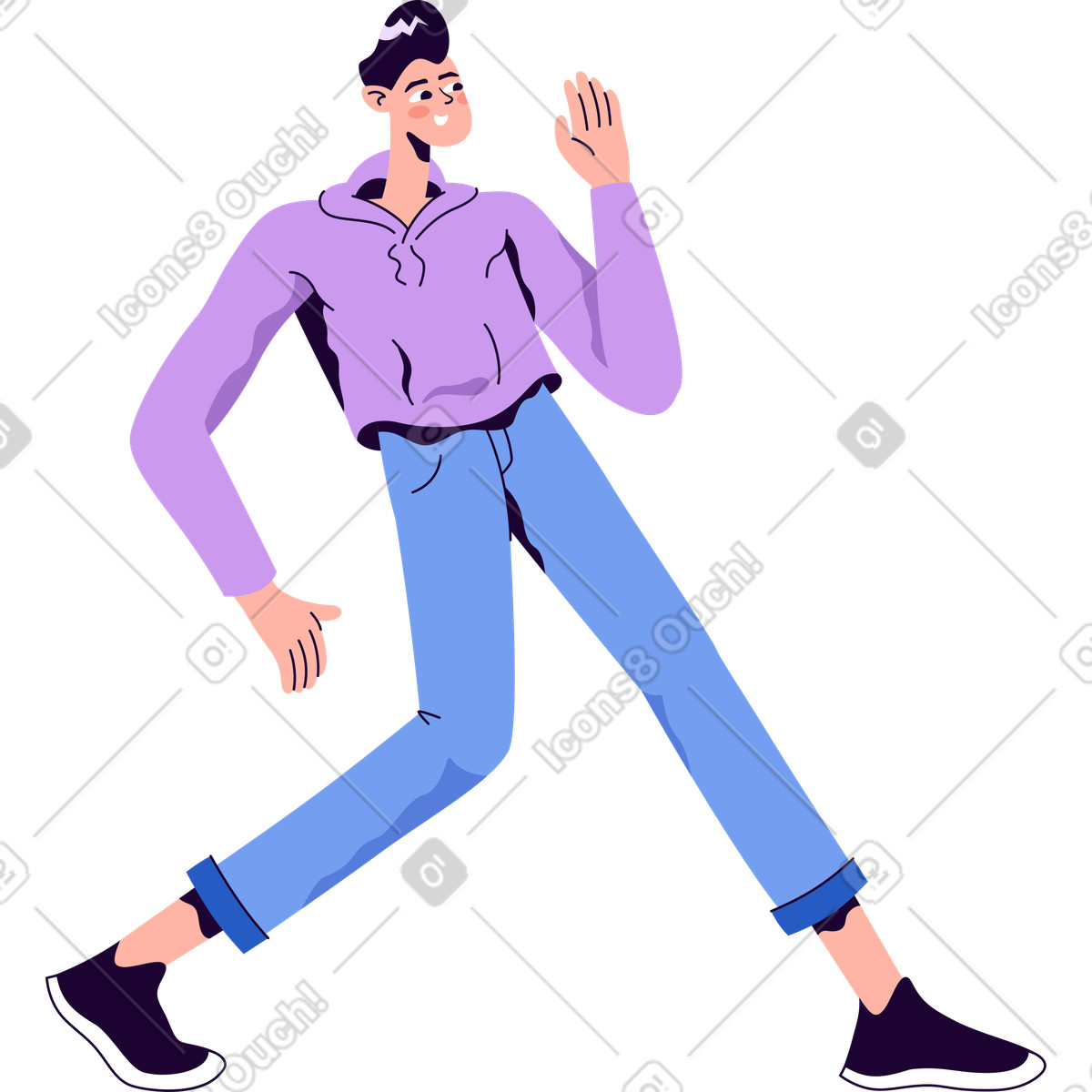 Uomo che balla illustrazione in stile Martina scarica in PNG, SVG