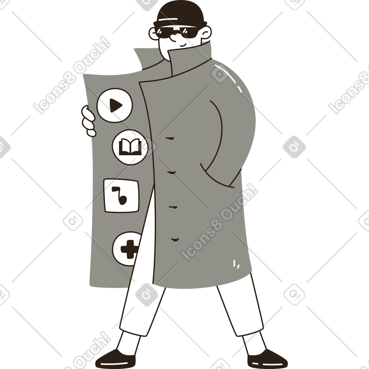 Illustration Vente d'abonnements sous manteau dans le style Plain à télécharger aux formats PNG, SVG