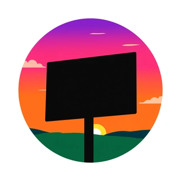 A black silhouette of a scoreboard with visible numbers and symbols against a vibrant sunset sky. The sky displays a gradient of orange, pink, and purple hues, with wispy clouds scattered throughout. The scoreboard stands tall and prominent, creating a striking contrast with the colorful background. The light from the setting sun casts a soft glow around the edges of the scoreboard.