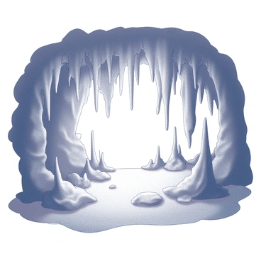 The interior of a cave featuring numerous stalactites hanging from the ceiling and stark stalagmites rising from the ground. The stalactites vary in size and shape, creating an intricate formation that draws the eye. Soft light gently illuminates the scene, highlighting the textures and details of the rock formations. The cave floor is uneven, with patches of rough stone and smooth surfaces interspersed. The overall atmosphere is calm and inviting, with shadows playing across the surfaces, creating depth and dimension in the environment.