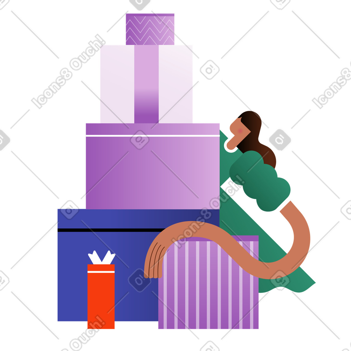 Illustration Pyramid of gift boxes, Celebration or holiday surprise dans le style Wavy à télécharger aux formats PNG, SVG