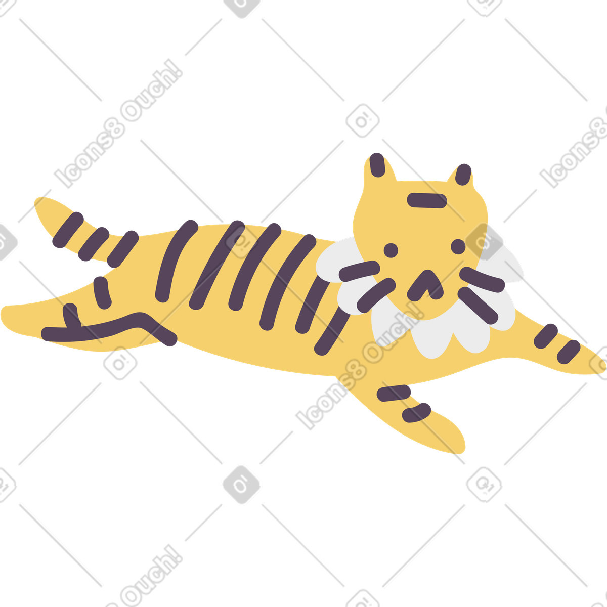 Tigre illustrazione in stile Pluto scarica in PNG, SVG