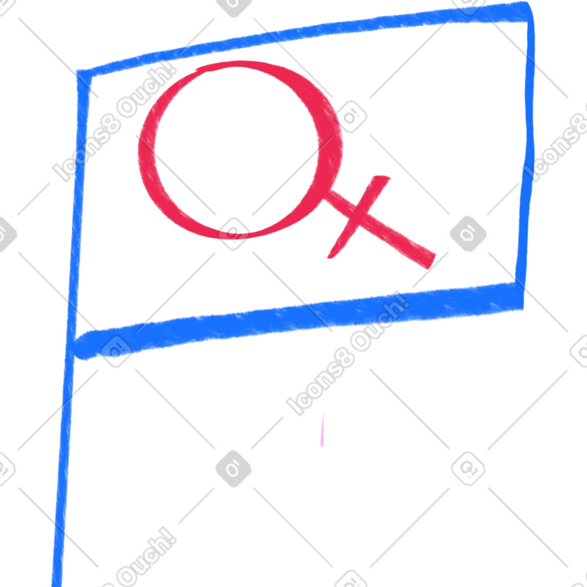 Flag with a female symbol illustration in Bonny style download in PNG, SVG