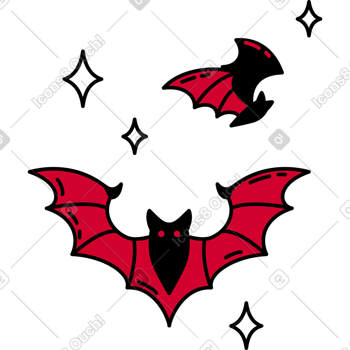Pipistrelli illustrazione in stile Ruby scarica in PNG, SVG