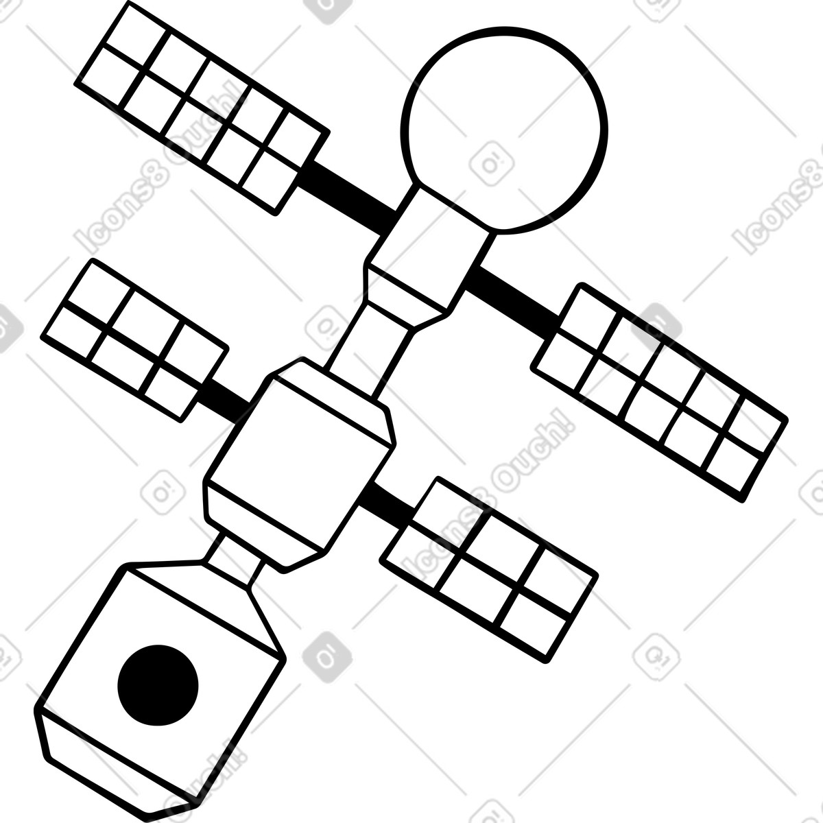 Space station illustration in Journal style download in PNG, SVG