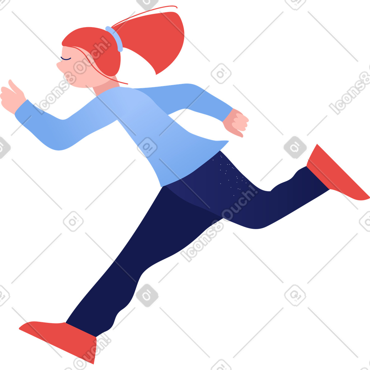 Girl running illustration in Clip style download in PNG, SVG