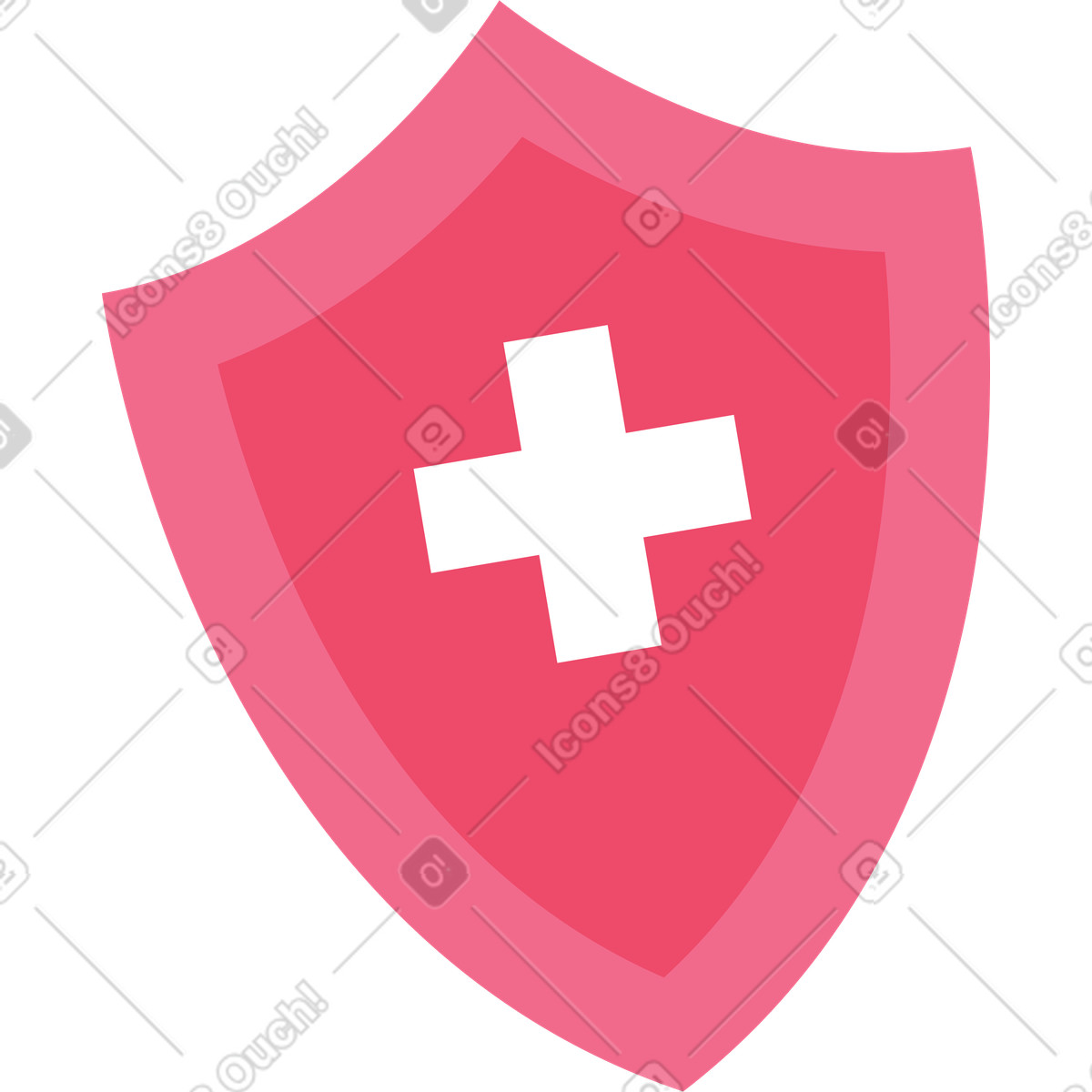 Protective shield with a cross illustration in Juicy style download in PNG, SVG