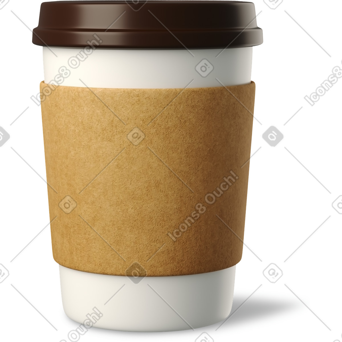 3D Business スタイルの 立っている紙のコーヒーカップ のイラストをPNG、SVG形式でダウンロード
