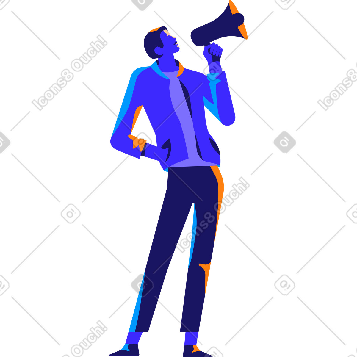 下载 Worky 风格的 手里拿着扩音器的男人 插画，支持 PNG、SVG 格式