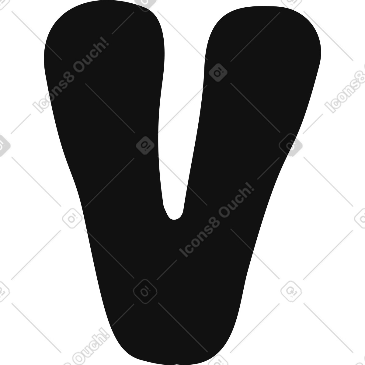 Ilustración Letra v en estilo Journal a descargar en PNG y SVG