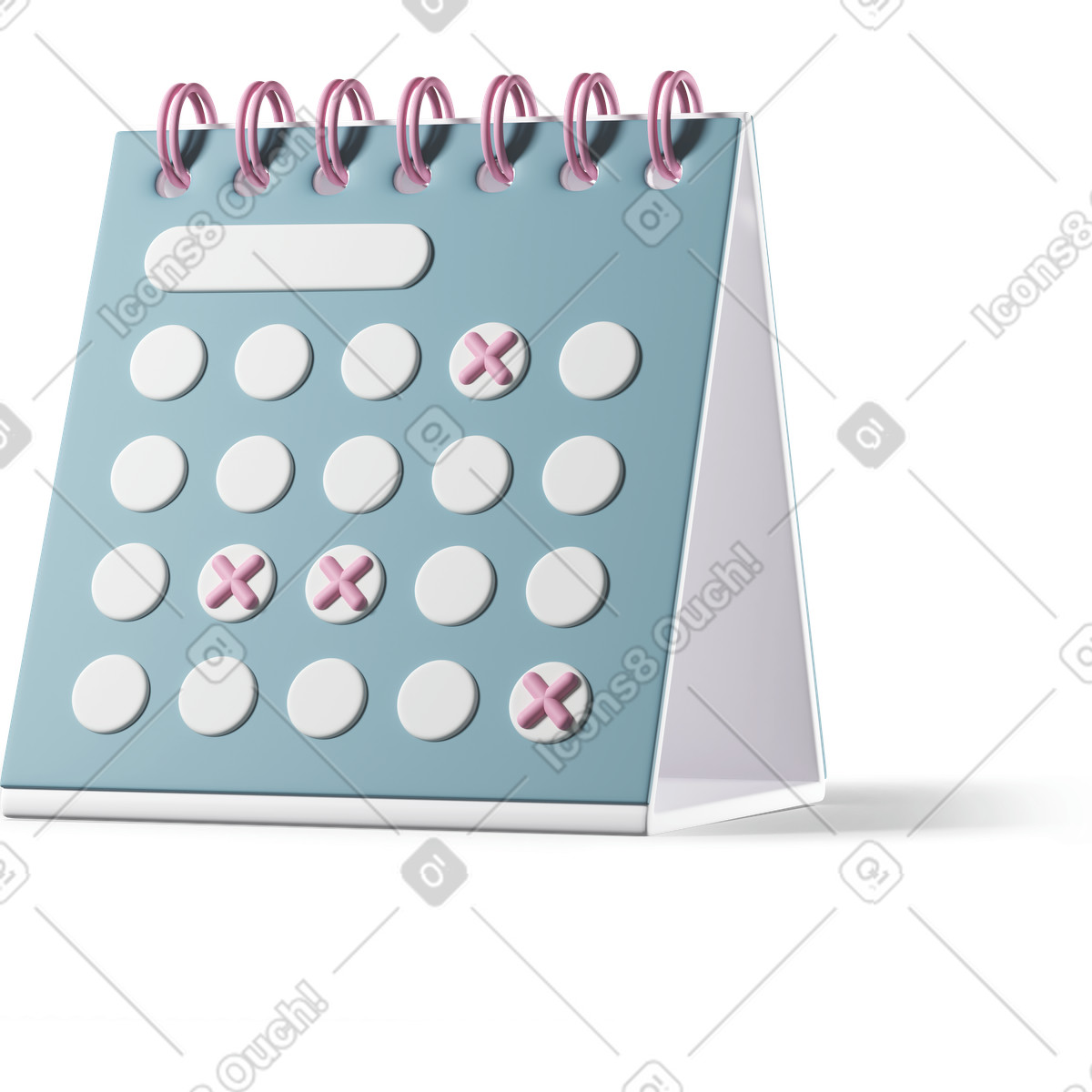 3D Casual life スタイルの Blue desk calendar のイラストをPNG、SVG形式でダウンロード