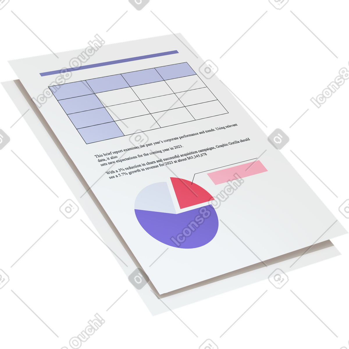 Financial reports illustration in Props style download in PNG, SVG