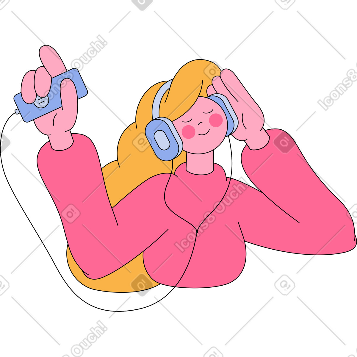 Ilustración Chica con jugador en estilo Bloom a descargar en PNG y SVG