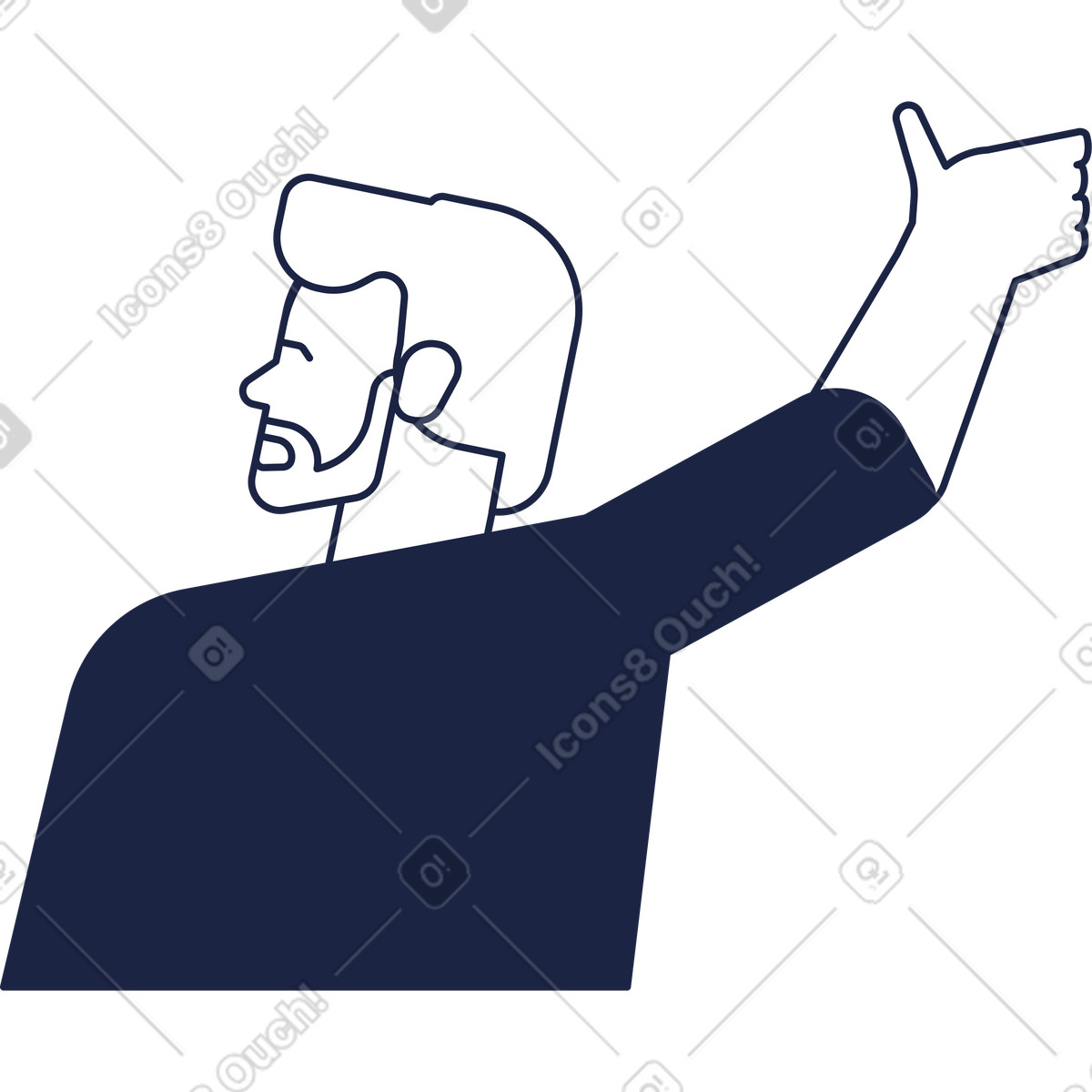 Adult man view from back illustrazione in stile Urban Line scarica in PNG, SVG