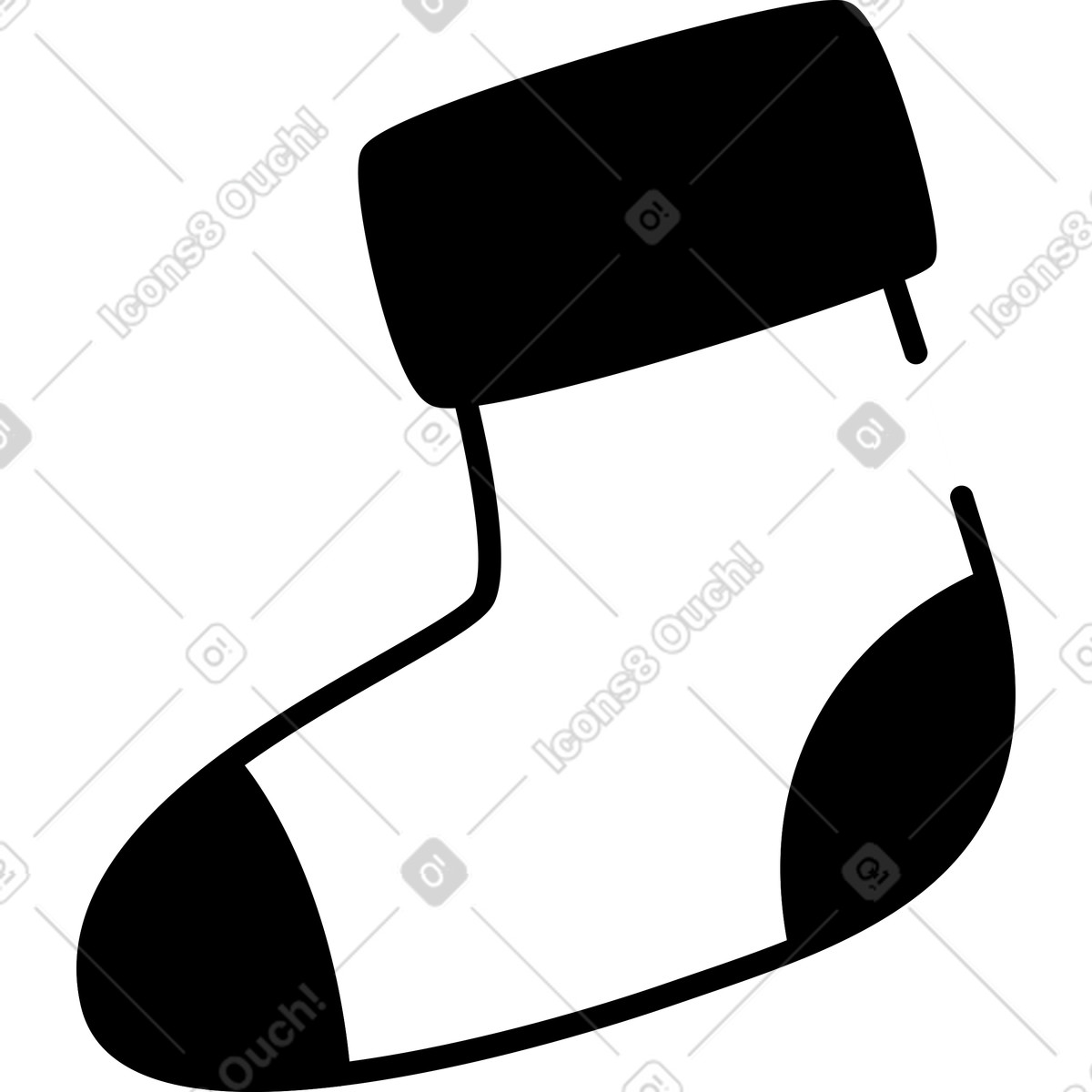 Ilustración Sock silhouette simple blank shape for clothing and laundry themes en estilo Notion Line Art a descargar en PNG y SVG