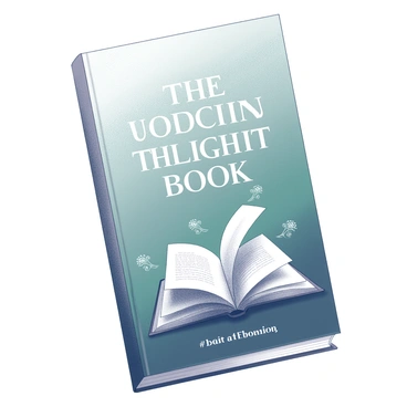 A book cover featuring an ombre background that transitions from "light teal" at the top to "dark green" at the bottom. The title of the book is prominently displayed at the center in bold lettering. Below the title, a stylized illustration of an open book with pages that appear to be fluttering, suggesting movement. Additional elements like decorative flourishes or motifs can be positioned around the edges to enhance the overall design. The author's name is placed at the bottom of the cover in smaller, elegant font, complementing the title.