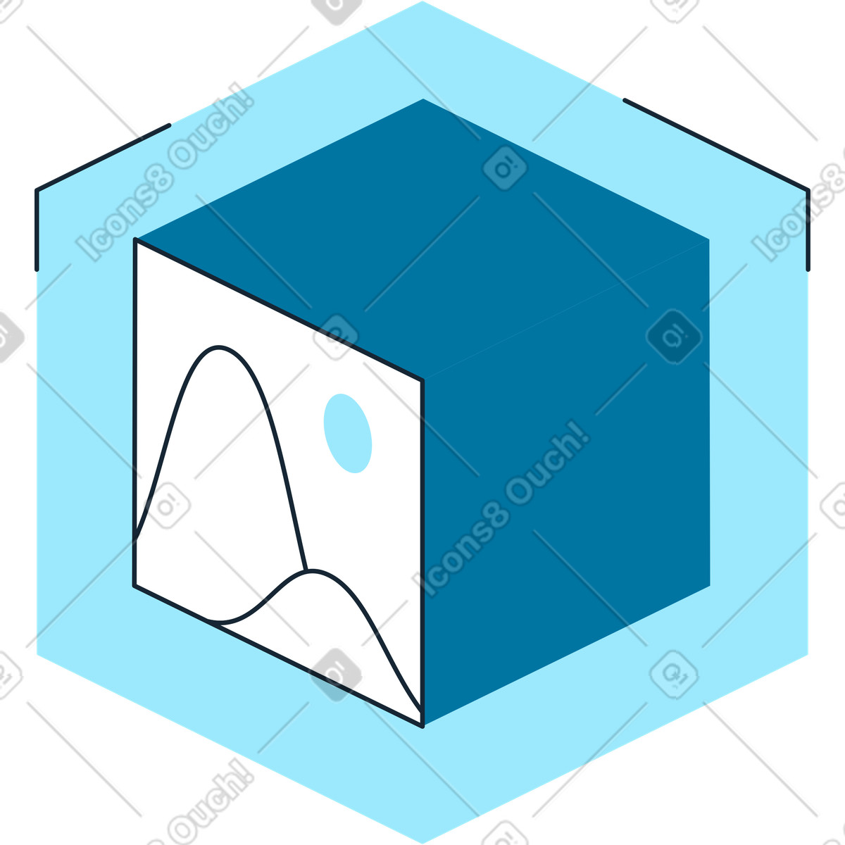 Ilustração de Cubo com ícone imagem em no estilo Indigo para baixar em PNG, SVG