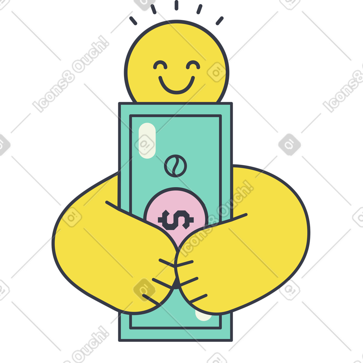 Abstract スタイルの お金を持ってお楽しみください のイラストをPNG、SVG形式でダウンロード