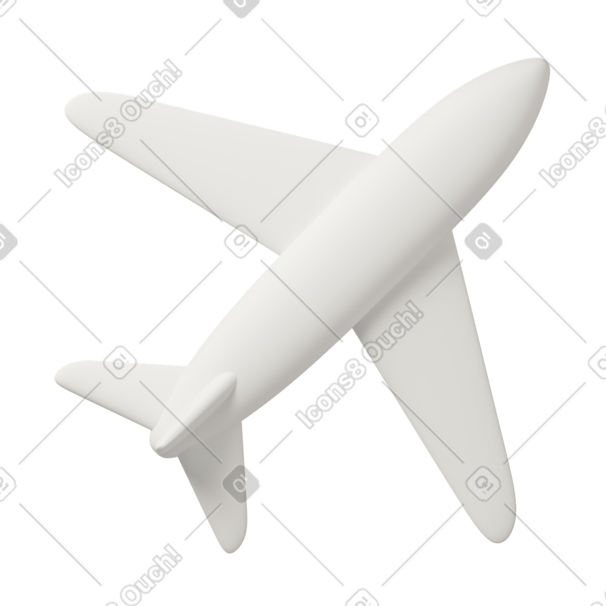 White Airplane illustration in 3D Casual life style download in PNG, SVG