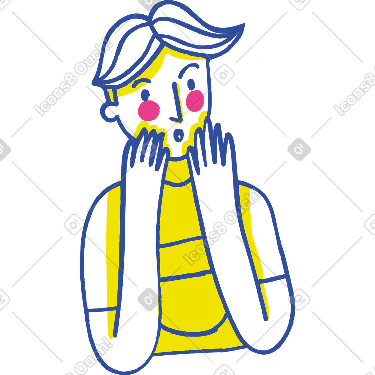 Überraschter mann-Illustration im Lime-Stil als Download in PNG, SVG