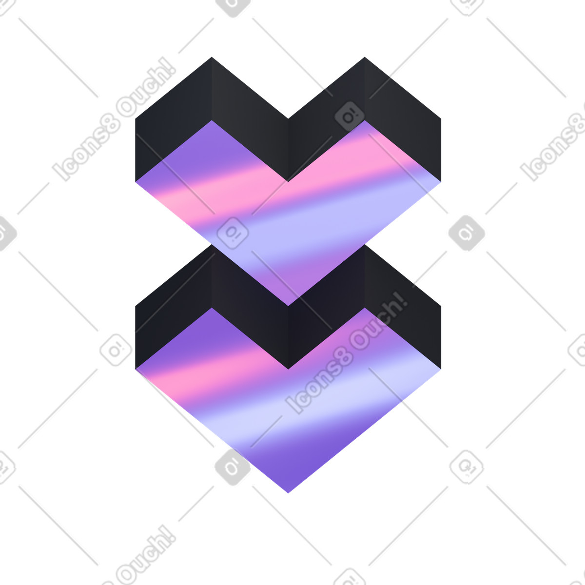 Ilustración animada Stacked geometric hearts with gradients en estilo 3D Illusion a descargar en GIF, Lottie (JSON), AE